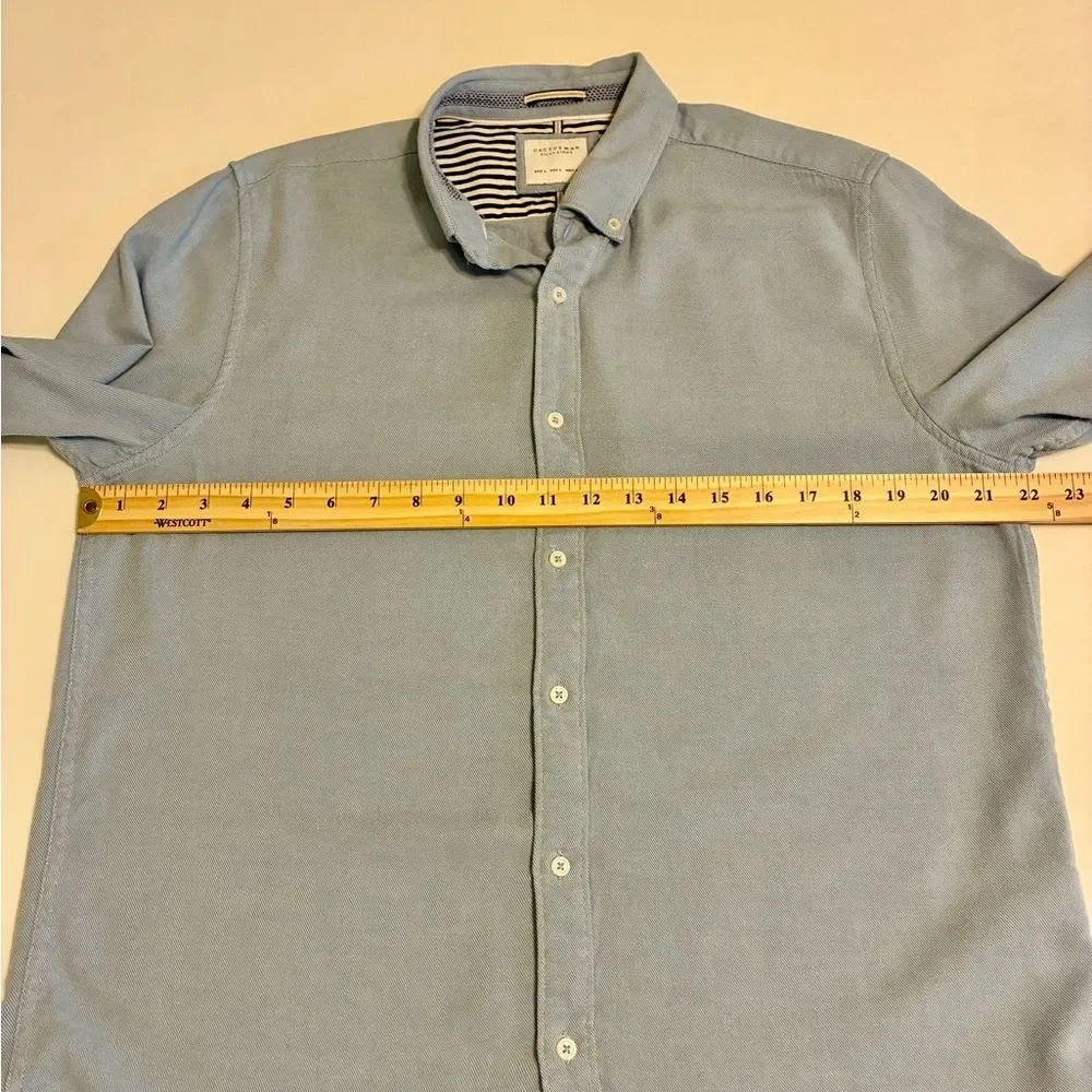 Cactus Man Button Down Shirt Blue Large Soft Smart Casual Preppy Workwear